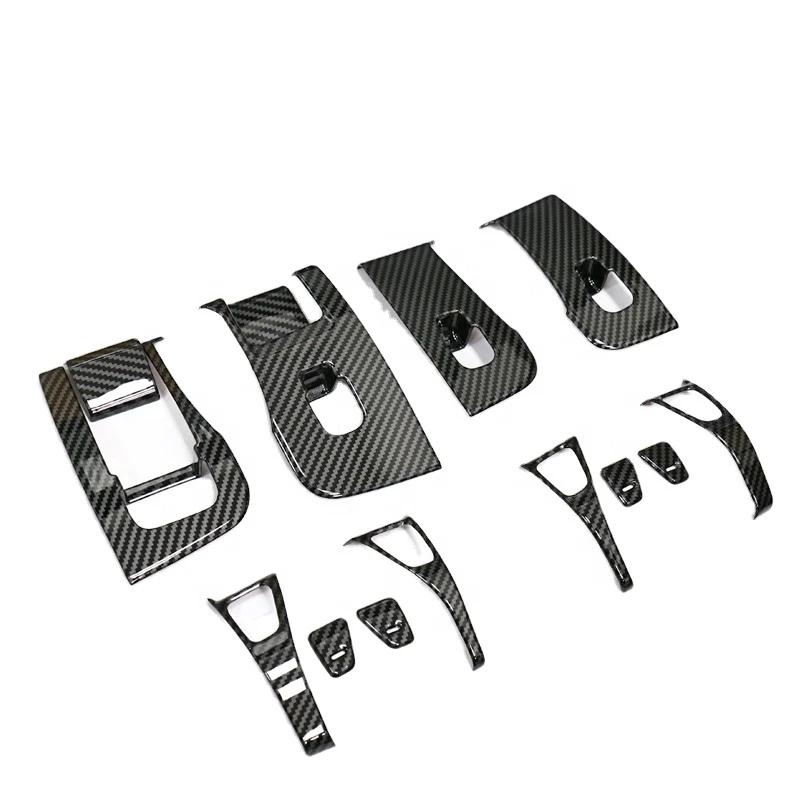 14 шт. для модели Tesla 3 года 2017-2023, кнопки переключателя стеклоподъемника, декоративная крышка, наклейка, чехол из углеродного волокна, ABS