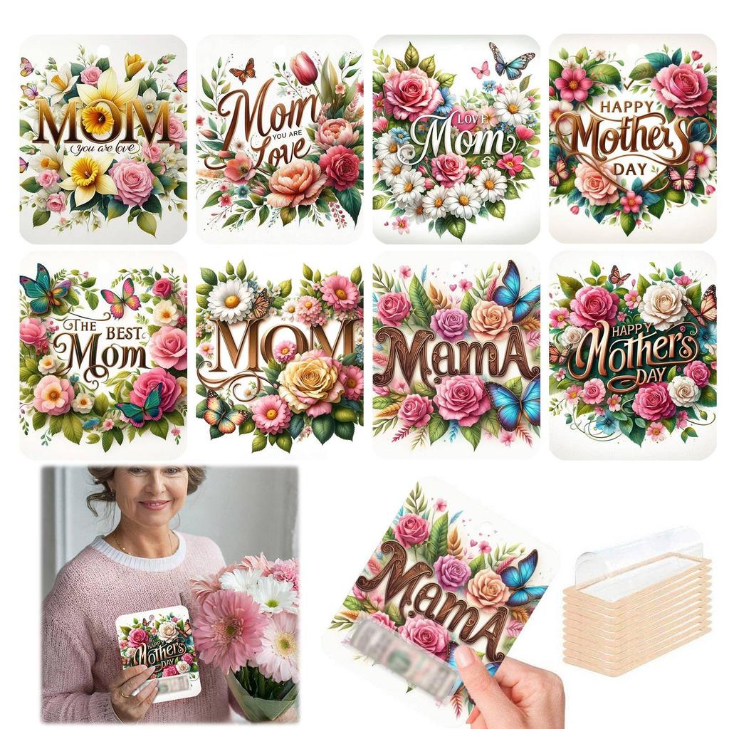 Wallet Ornament Set Mother's Day Decoration 8 Wallet Pendant Gift Card Wallet Holiday Gift Tag, Christmas Ornament & Card Combo(8pcs)