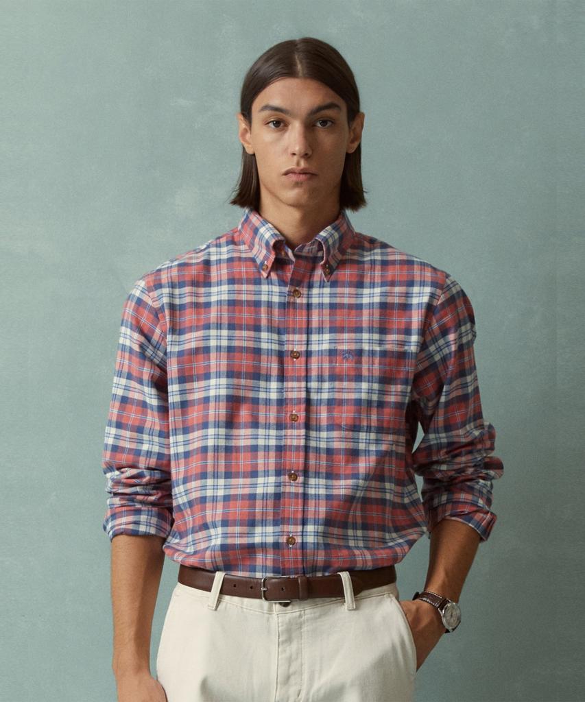 BROOKS BROTHERS Flannel Check Shirt (Red) (Bbthmff401)