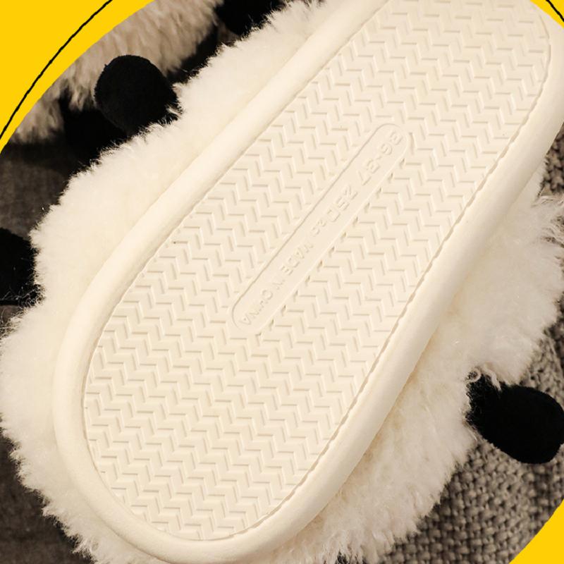 Fashion Fluffy Hairy Animal Lamb Slippers Indoor Home Sandalias Mujer Girls Cute Animal Cartoon Fuzzy Mules 2024 Designer Sheep Slippers
