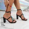 Bohemia Plastic Decoration Ankle Strap Sandals Women 2025 Summer Square Toe Super High Heel Sandals Party Dress Shoes