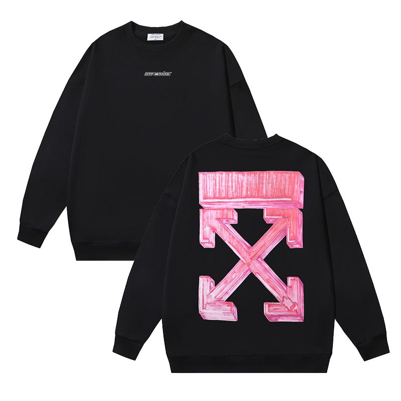 1236 Off-White 2026 Autumn and Winter New OW Three-dimensional Square Arrow Pattern Men's and Women's Round Neck Hoodie