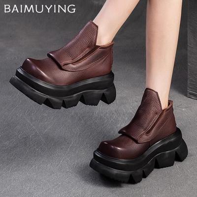 Женские ботильоны на платформе, кожаные, на среднем каблуке, дизайнерская обувь 2025 года, трендовая зимняя обувь нового бренда, оксфорды, готические ботинки Botas De Mujer