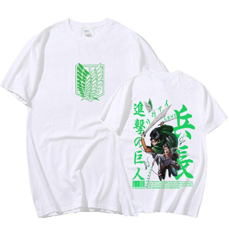 Футболка с японским аниме «Атака Титанов», манга, Леви Акерман, Shingeki No Kyojin, футболка унисекс, повседневные хлопковые футболки с короткими рукавами