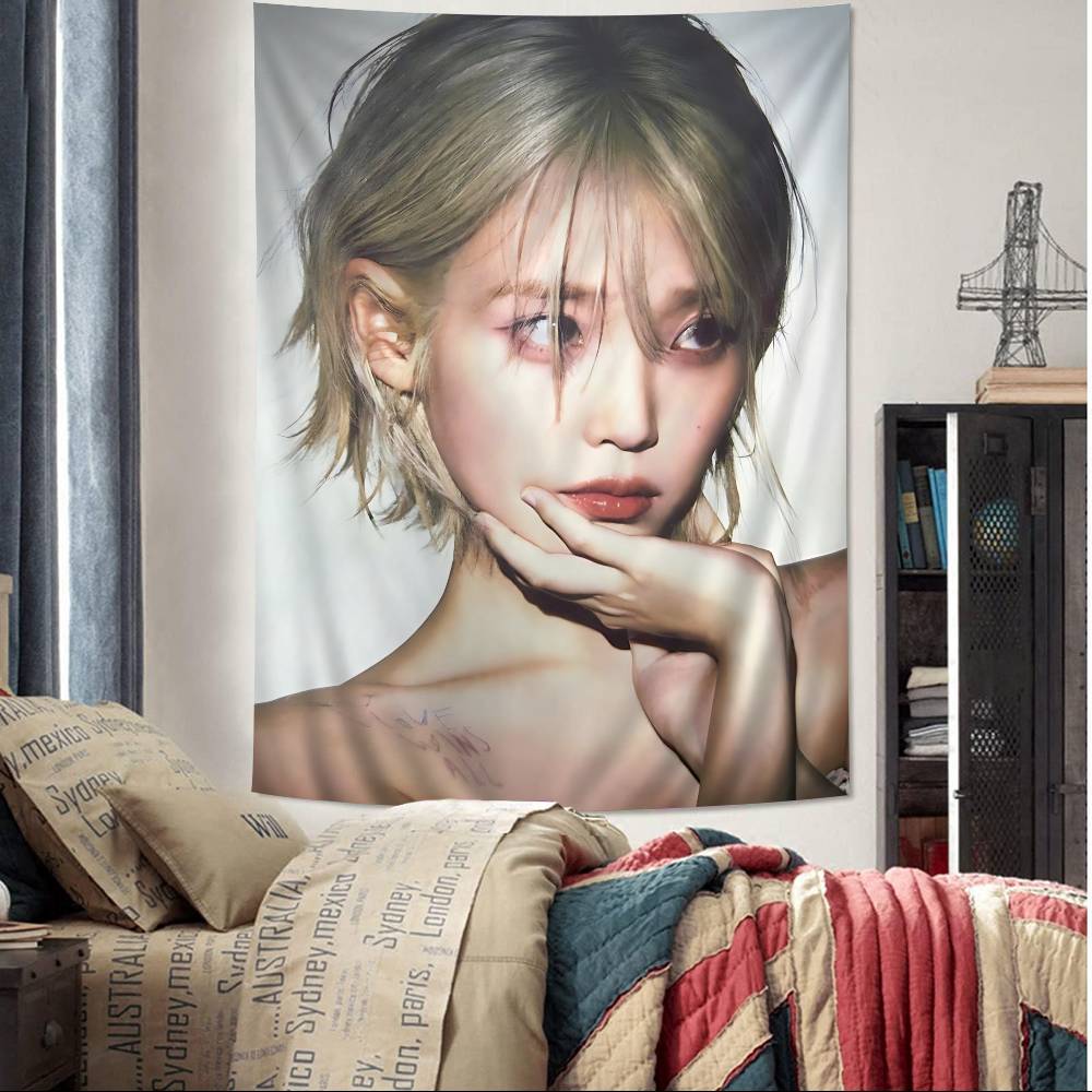 Classic Famous Kpop Singer IU Hanging Bohemian Tapestry Japanese Wall Tapestry Anime Kawaii Room Decor