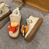 Snow boots children's non-slip warm fur integrated cotton shoes quack good to wear new winter velvet thickened shoes