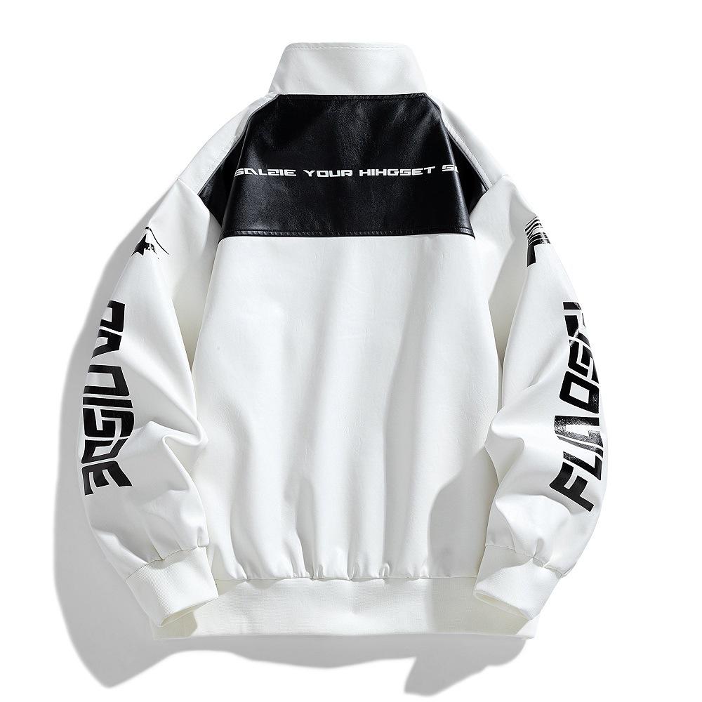 Jacket Stand Collar Casual Spring and Autumn New Loose Men's Motorcycle Leather Jacket