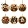 Christmas Door Wall Decor 6 Pcs Pearl Art Ornaments, 2D Flat Acrylic Holiday Tree Pendant, Santa Hanging Ornaments Effect Decoration for Home