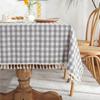 Серебристый цвет в клетку полиэстер бахрома скатерть геометрическая прямоугольная кофейный столик обеденный стол
