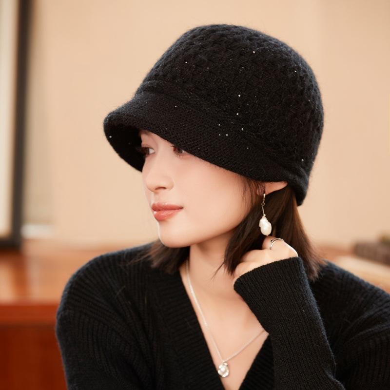 Women's Autumn and Winter Wool Hat French Beret Warm Ear Protection Windproof Piled Thickened Knitted Hat