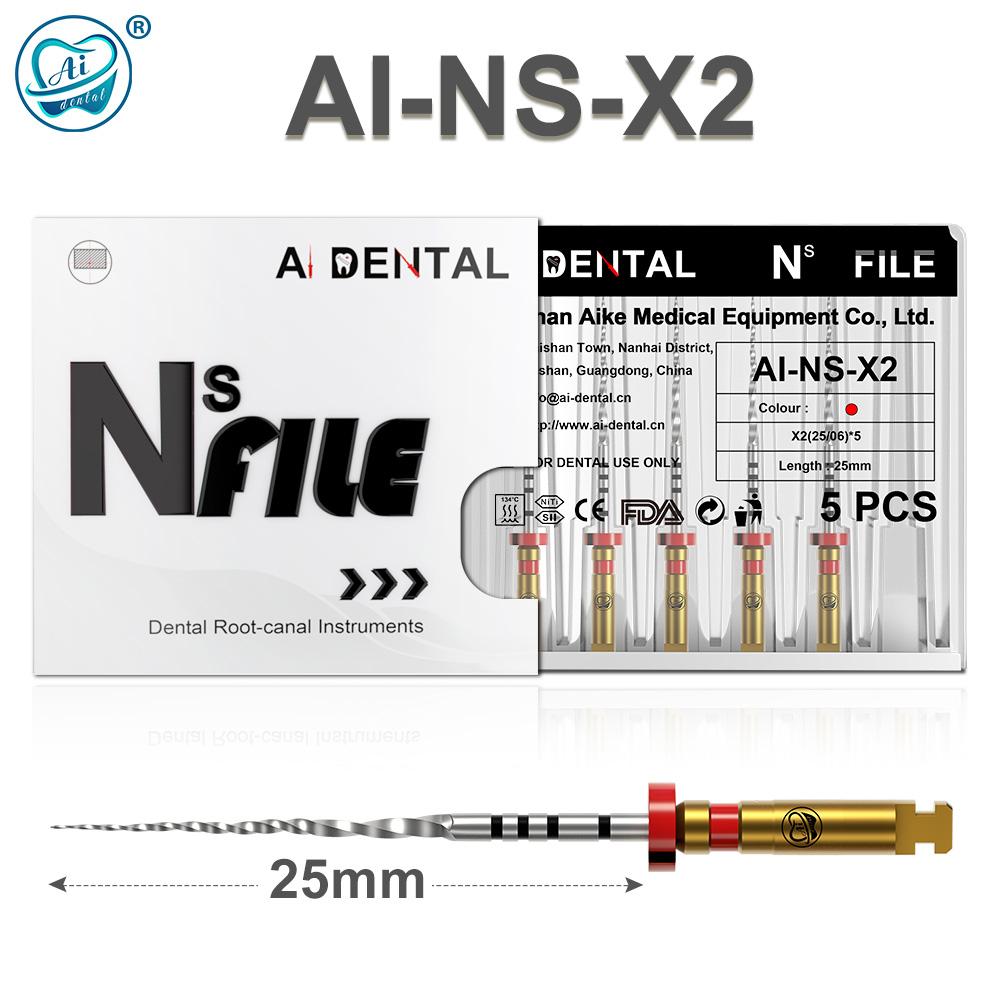 AI-NS любящий файл Корневой канал Переменная конусность Серпантинная форма Следующая серия Silver NiTi сверло с термоактивацией 25 мм с прямоугольным поперечным сечением