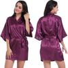 Women's Solid Color Short Silk Robe Bridesmaid Party Satin Robe Bride Wedding Pajamas Home Wear