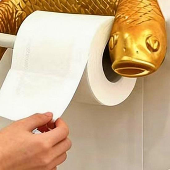 Держатель для туалетной бумаги «Золотая рыбка», настенный держатель для рулона туалетной бумаги, декоративный дизайн рыбы, диспенсер для бумажных полотенец для ванной комнаты, кухни