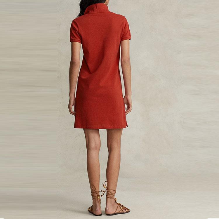Платье поло Ralph Lauren из хлопковой сетки Женские платья Красный WMPODRSNFA20227-600