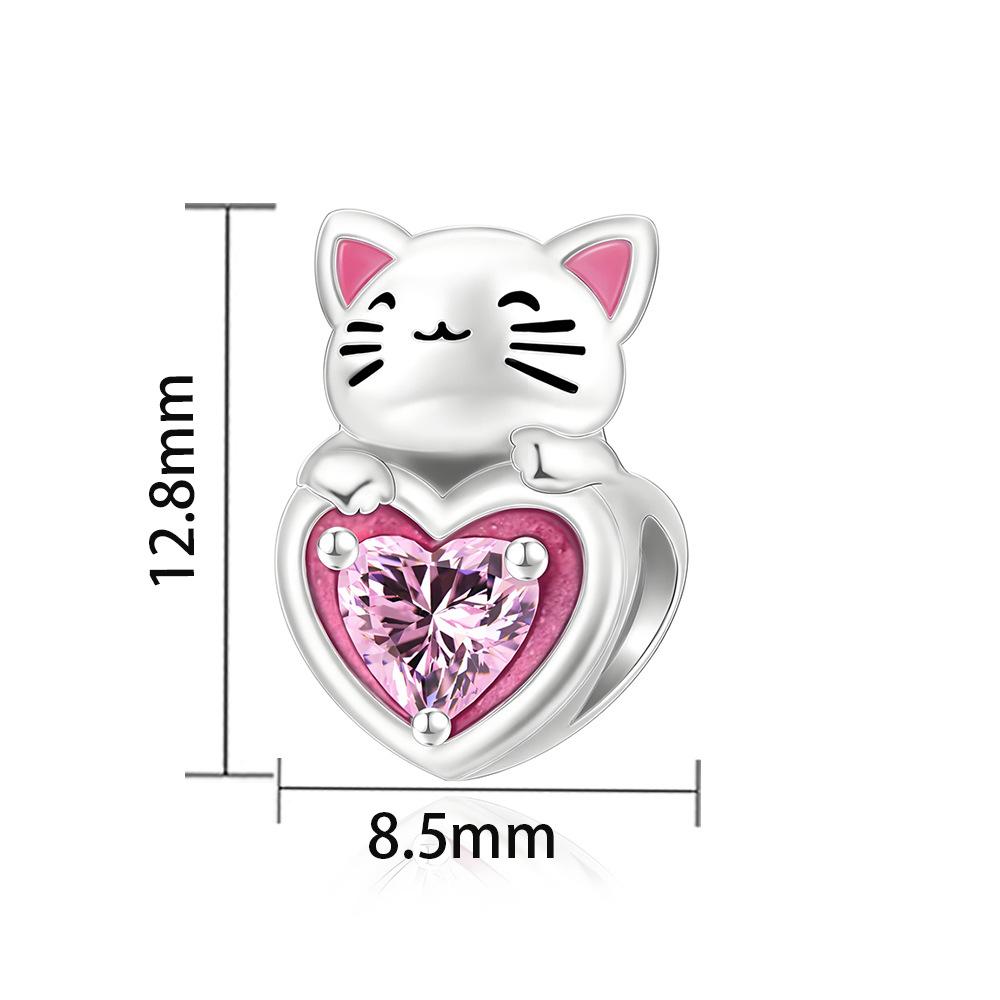S925 Silver Cute Cat Beaded Bracelet Necklace DIY Handmade Craft Materials Accessories Kit