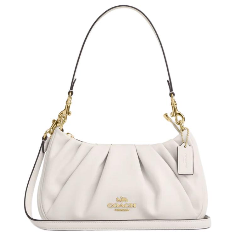 Coach Teri 26 Adjustable Detachable Shoulder Strap Zipper Closure Leather Shoulder Crossbody Tote Bag Medium Women Bags Chalk-White CT761-IMHA