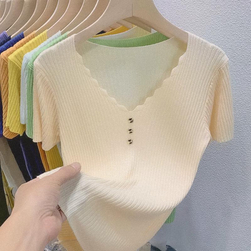 Новая модная осенняя рубашка из ледяного шелка с коротким рукавом, женская летняя тонкая белая рубашка в западном стиле, полутоп