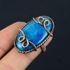 Неоново-синий апатит, драгоценный камень, медная проволока, обернутое ювелирное кольцо ручной работы для подарка, все размеры