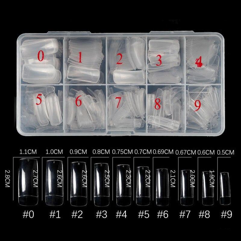 500 шт. акриловые накладные ногти с коробкой, прозрачный белый натуральный полупокрытие, полное покрытие, инструмент для французского маникюра