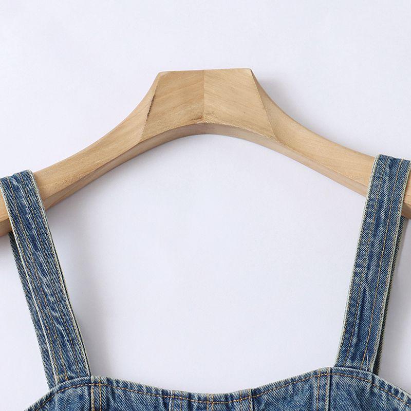 K/11 Summer New Foreign Trade Women clothes Youth Fashion Slim fit Sexy off-Shoulder Pullover Denim Sling Tube Top