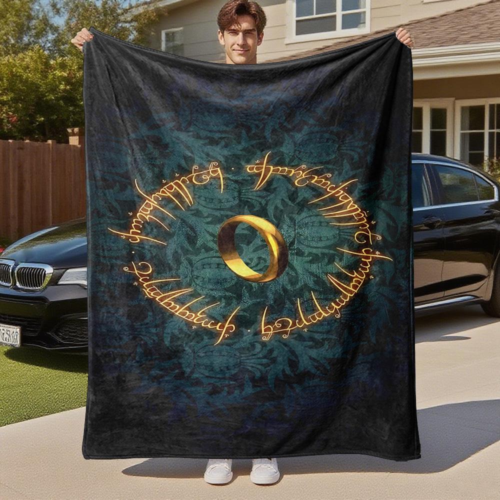 1pc One Ring to rule them all, - Throw Blanket, Soft, Flannel Blankets, Living Room, All Seasons Use-1021203