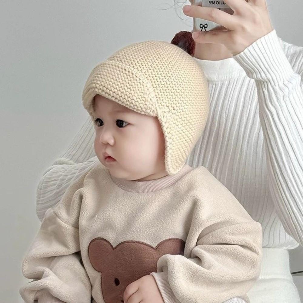Windproof Winter Baby Earmuffs Warm Ear Protection Cap New Baby Knitted Cap  Boys Girls