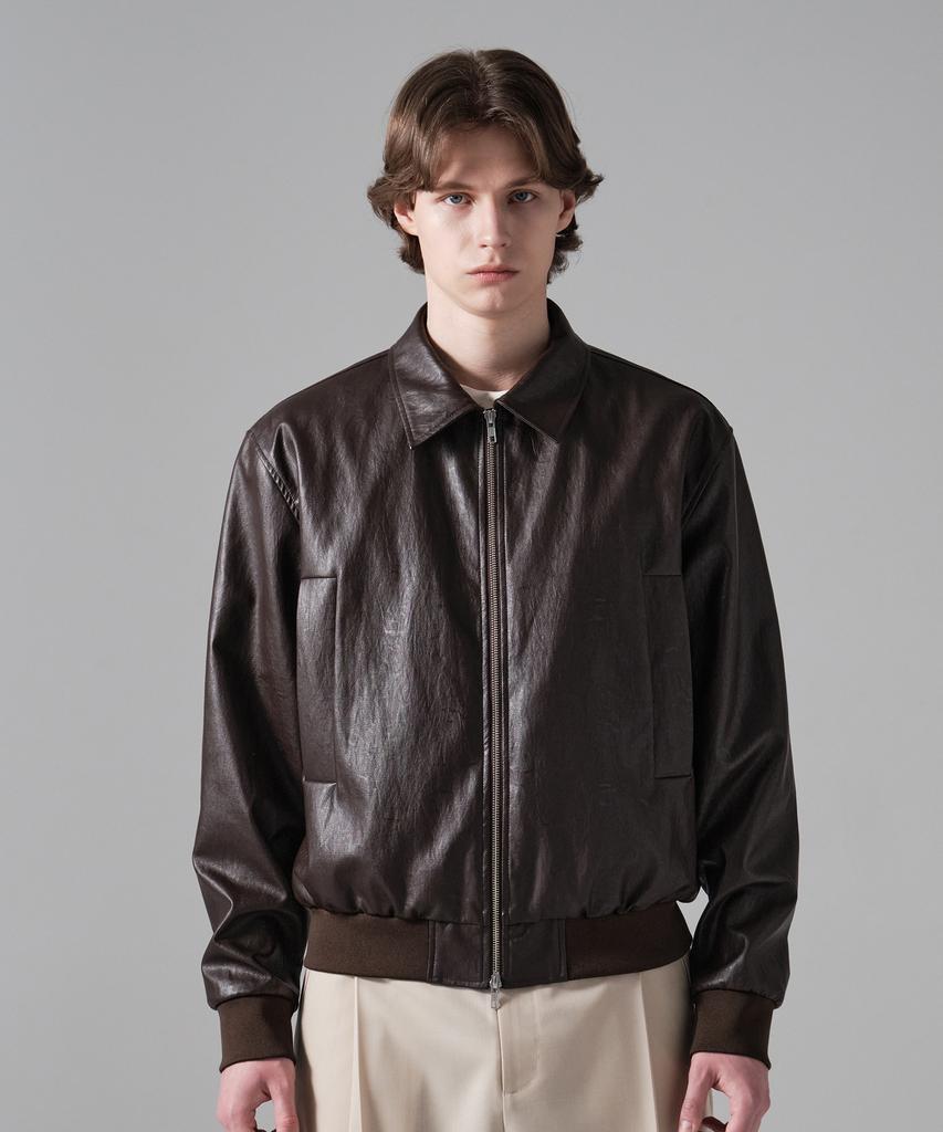 Fillchic Leather Blouson (Dark Brown)