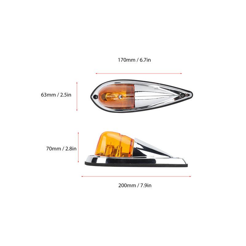 5pcs Cab Marker Light Weatherproof Amber Teardrop Cab Top Running Light Universal for Trucks Vans RV