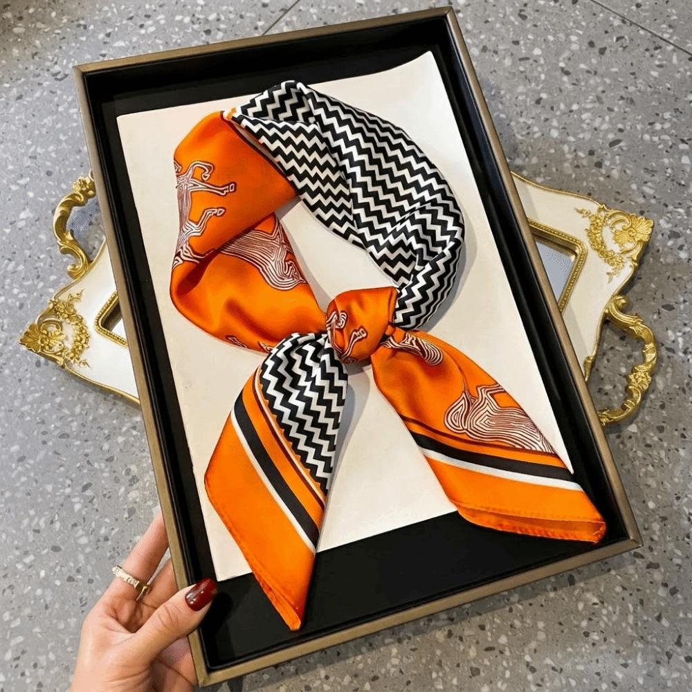 70×70cm Print Wrap Headkerchief Small Satin Hair Neck Tie Scarf Vintage Women Silk Scarf