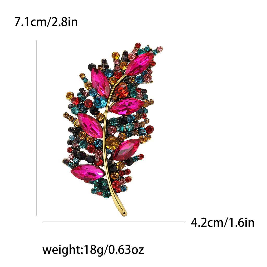 Fashion Creative Diamond Leaf Brooch, Temperament Trendy Women'S Anti-Light Silk Scarf Buckle Jewelry Pin