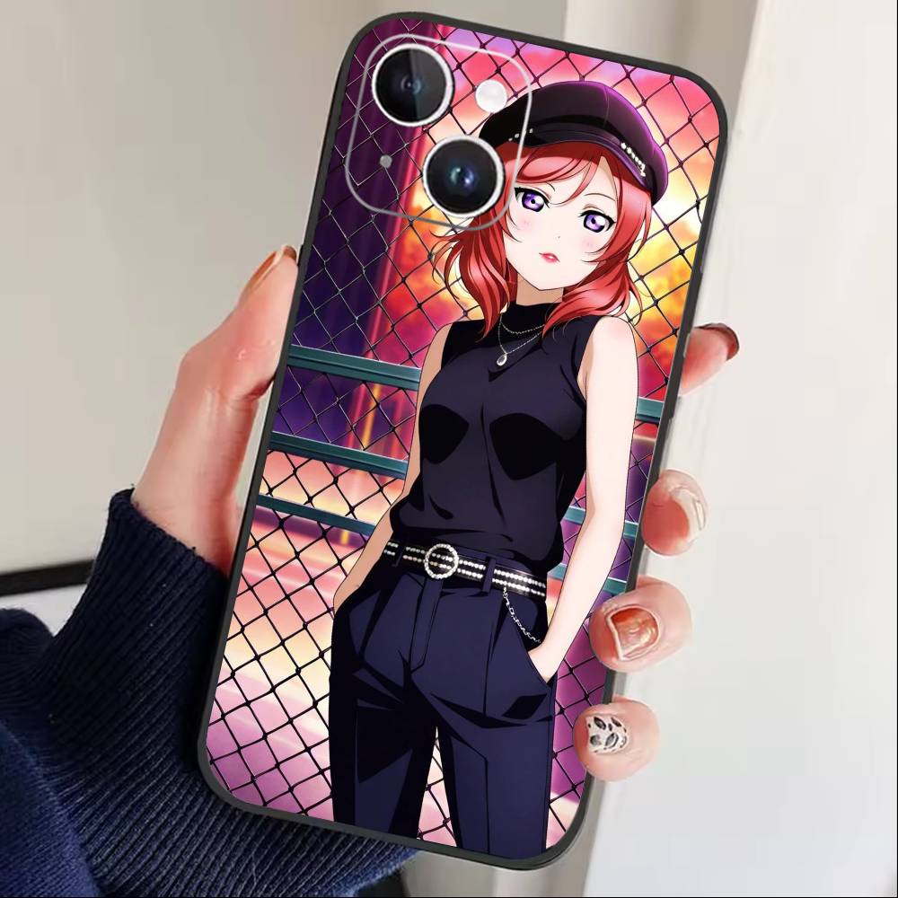 Love Live-Нисикино Маки Чехол для телефона для iPhone17,16,15,14,13,12 Plus,Max Мягкий Силиконовый Черный Чехол