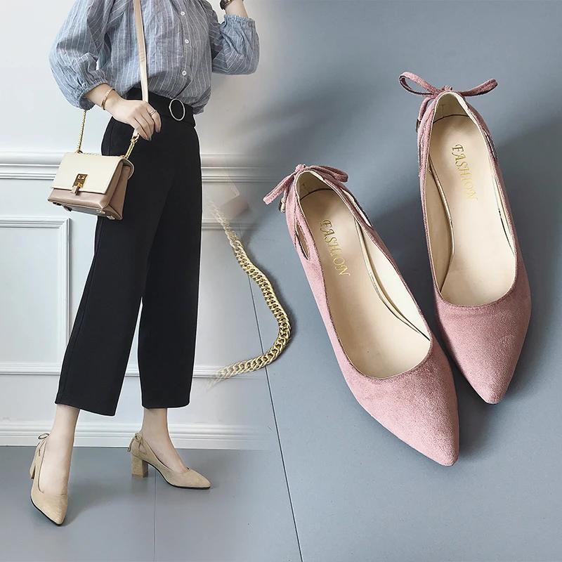 Fashion 2024 Spring New Women Pumps Leather Sexy Pointed Toe Square High Heels 6CM Shoe Ladies Fashion Shallow Derss Shoes Large Size 44