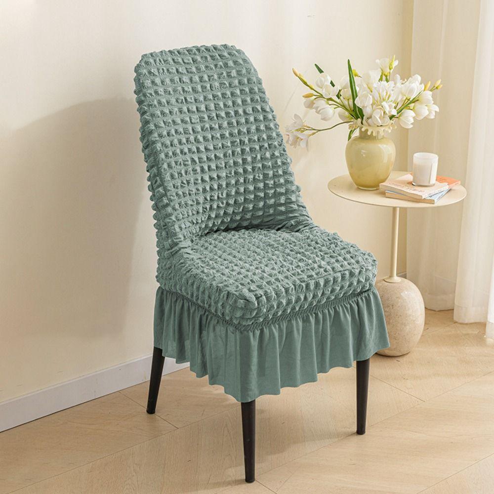 Breathable Elastic Chair Cover Wrinkled Fabric Full Wrap Stool Cover Dining Chair Cover Kitchen