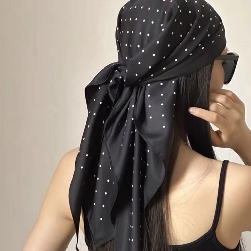 Polyester Polka Dot Head Scarf Elegent Waist Tying Scarf Luxury Bandana Travel Matching