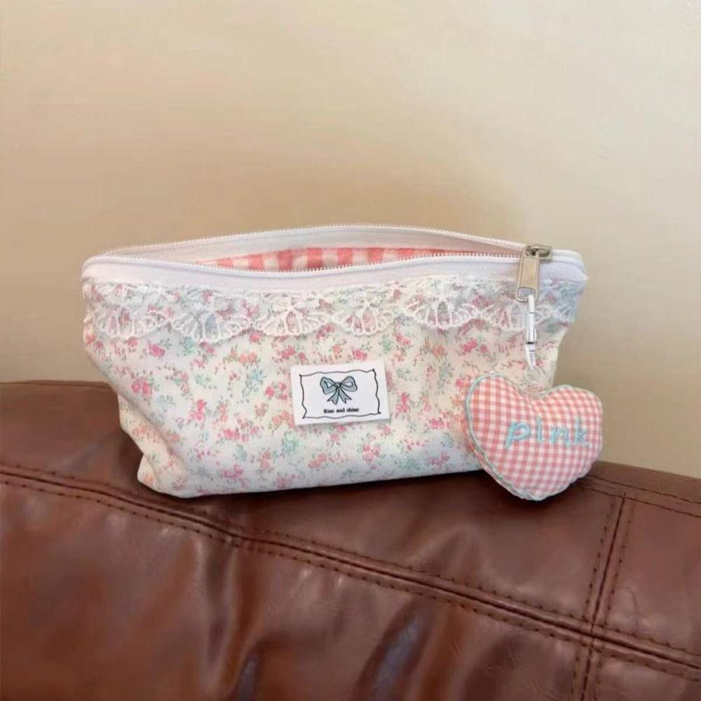 Lace Floral Design Pencil Case Large Capacity Stationery Organizer Fresh Pen Bag Gift