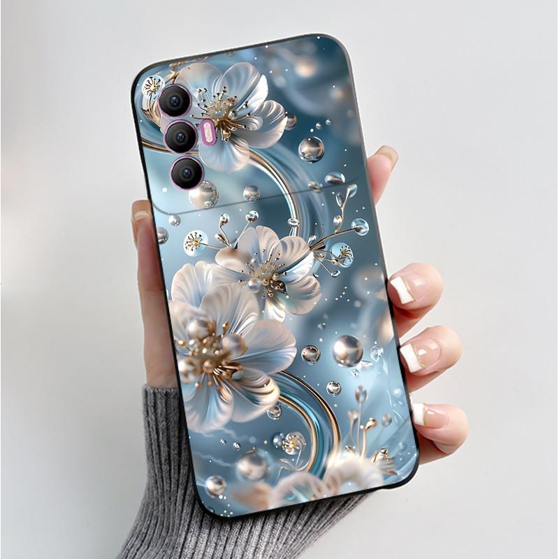 Печатный чехол для телефона Tecno Spark 8 Pro Funda Capa Мягкий силиконовый черный корпус Чехол Милый цветочный мультяшный корпус Coque