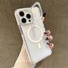 For iPhone 15 Pro Magnetic Case TPU Acrylic Phone Back Cover with Lens Film and Kickstand