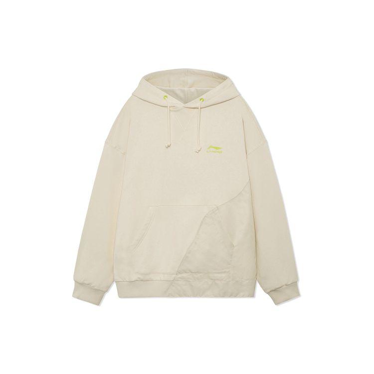 Мужская толстовка с капюшоном Li Ning Wade Series Pocket Spliced Loose Hooded Sweatshirt Off-White AWDR735-1