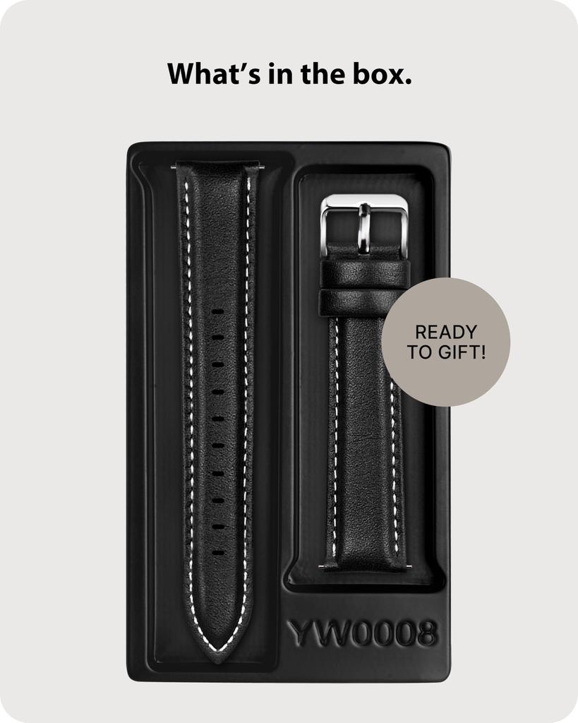 Fullmosa 22 мм Ремешок для часов из натуральной кожи высшего качества для смарт-часов и для мужчин и женщин Ремешок, Часы, Черный,