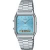 CASIO Ана-Цифровые Кварцевые Наручные Часы Серия Vintage AQ-230A-2A1MQY Унисекс Двойное Время Ледяной Синий Зарубежная Модель