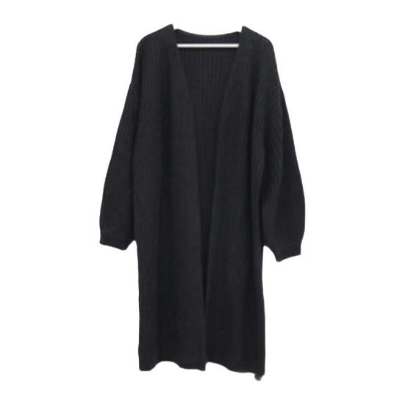 Модная женская куртка, длинный кардиган, однотонное однотонное вязаное пальто с рукавами-фонариками, теплое пальто на выход