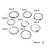 8pcs/set Fashion Bohemia Dainty Twist Thin Band Silver Color Stacking Ring Gift  Jewelry  Ring Set