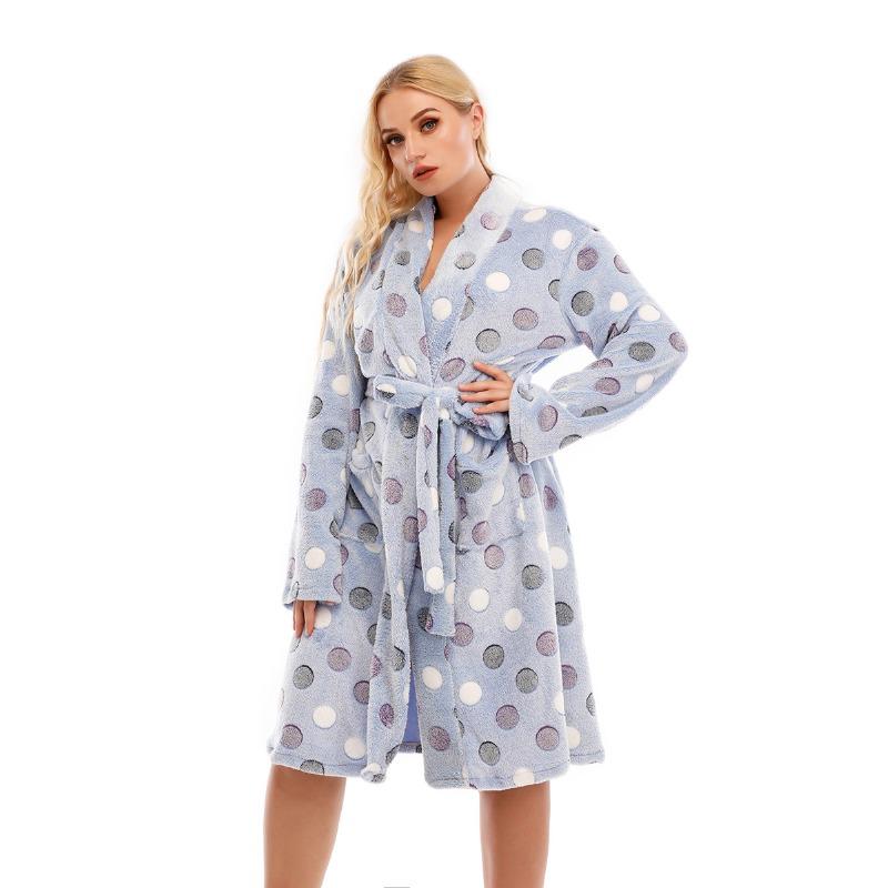 Халат больших размеров для женщин, осень-зима, с длинными рукавами, махровый халат, длинная пижама, домашняя одежда