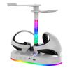 Magnetic RGB Charging Stand for PS5 Console & PS VR2, Dual Controller Charger with Headset  Glasses Storage Holder