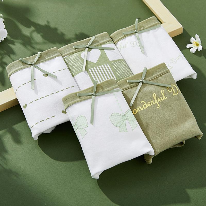 5 шт./компл., хлопковые женские трусики, дышащее нижнее белье, милые трусы с принтом для девочек, нижнее белье с низкой талией