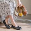 New pedal breathable full leather hollow mother leather non-slip soft sole comfortable flat single shoes women's shoes