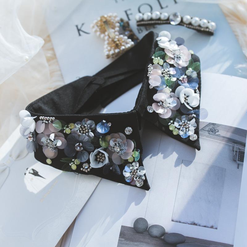 Мода Женщины Блестки Съемные Воротники Искусственные Белые Черные Ложные Воротники Женщина Галстук Мода Съемный Бриллиант Искусственный Воротник Женщины