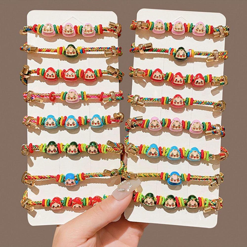 Adjustable Colorful Rope Bracelet Hand-woven Wrist Bracelet Zongzi Charm Bracelet Children