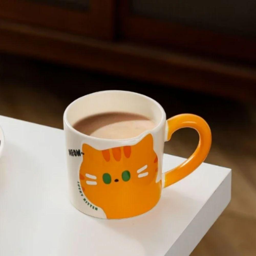 Cute Design Coffee Mug Cat Pattern Ceramic Mug Decorative Accessories Milk Cup  Gift Giving