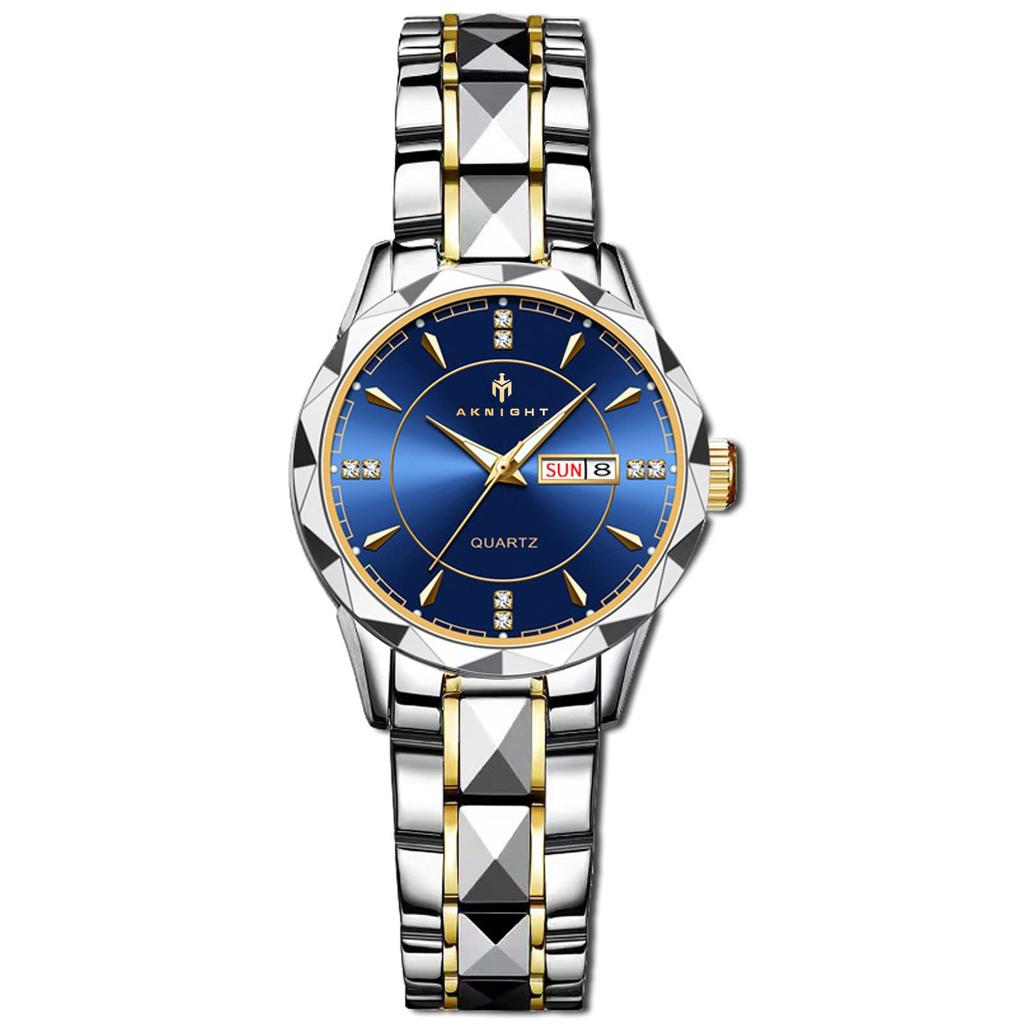 AKNIGHT Analog Stylish Easy To Luminous Arm Stainless Steel Water Resistant To Luminous Japanese Instruction Manual Men's Watch, Anti-reverse Bezel,